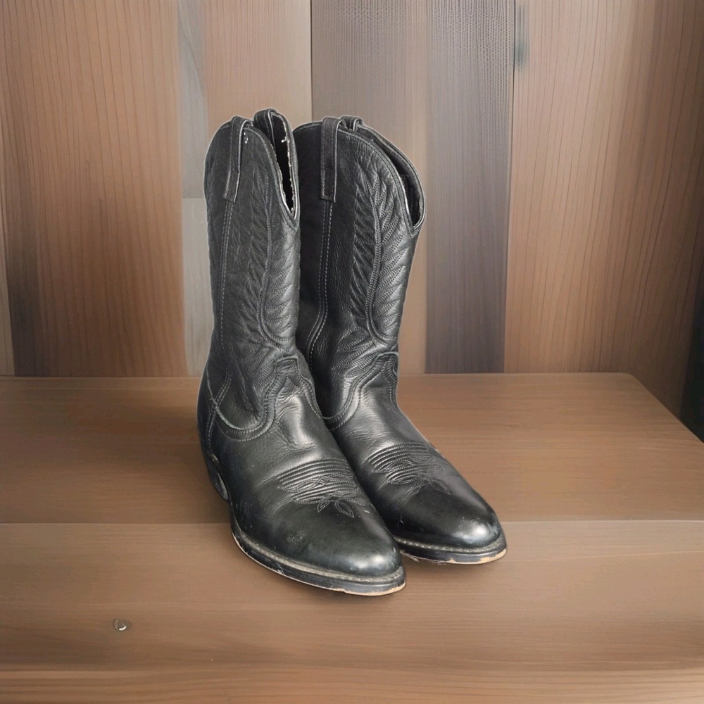 Laredo 51071 Black Leather Cowboy/Western Boots Men's Size 10M